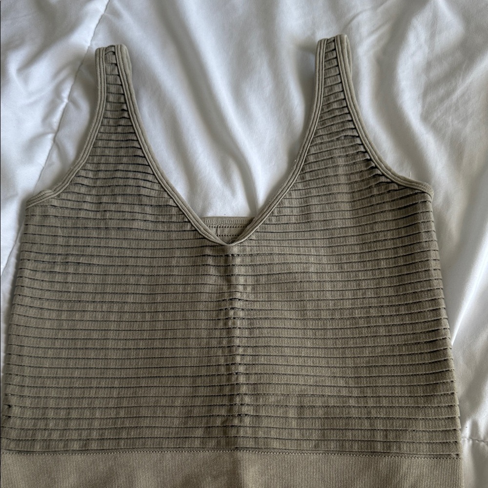 Aura Taupe Ribbed Tank Top